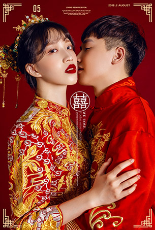 九月婚纱照欣赏|中式内景中国风婚纱摄影客照